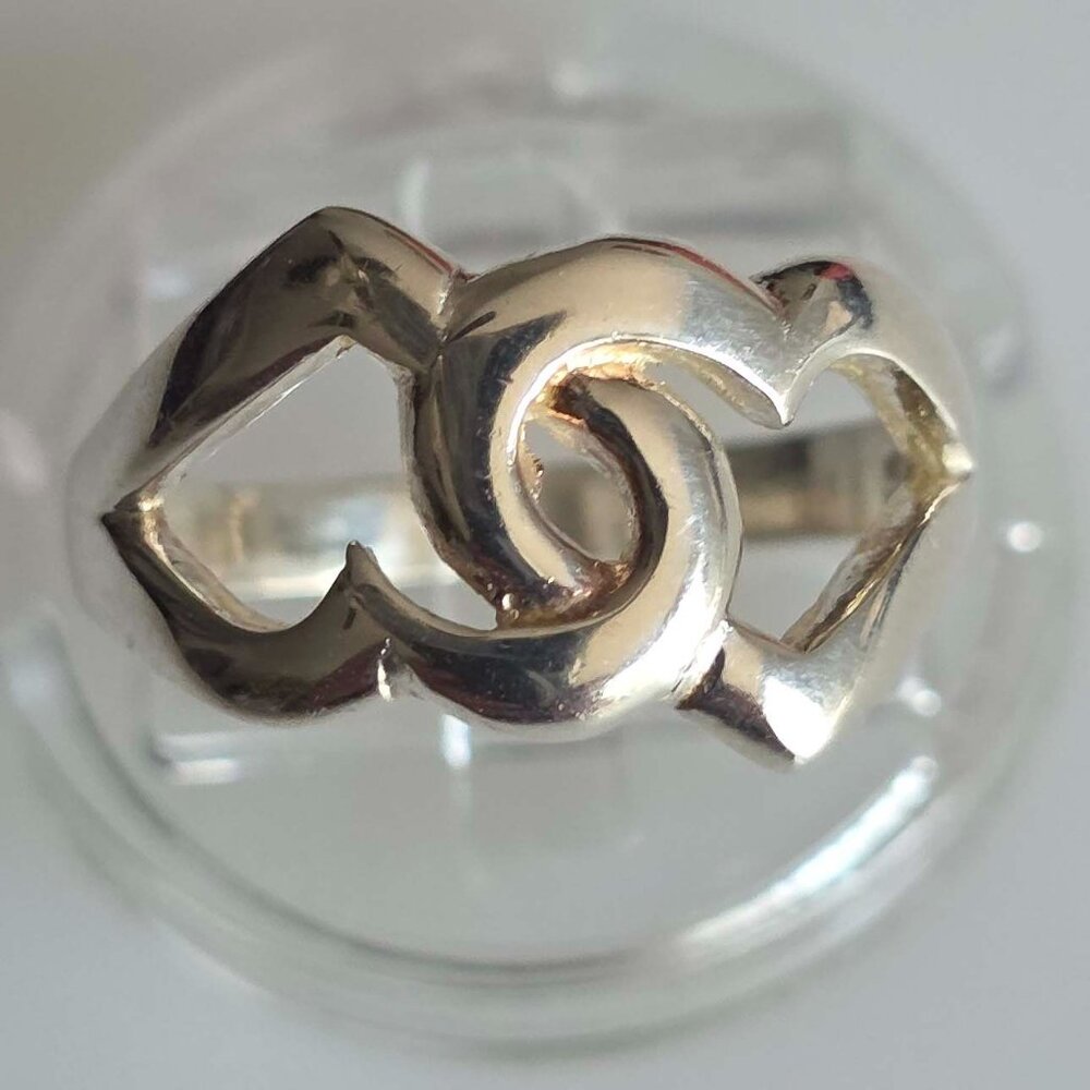 Sterling Silver Linked Hearts Ring - image 1